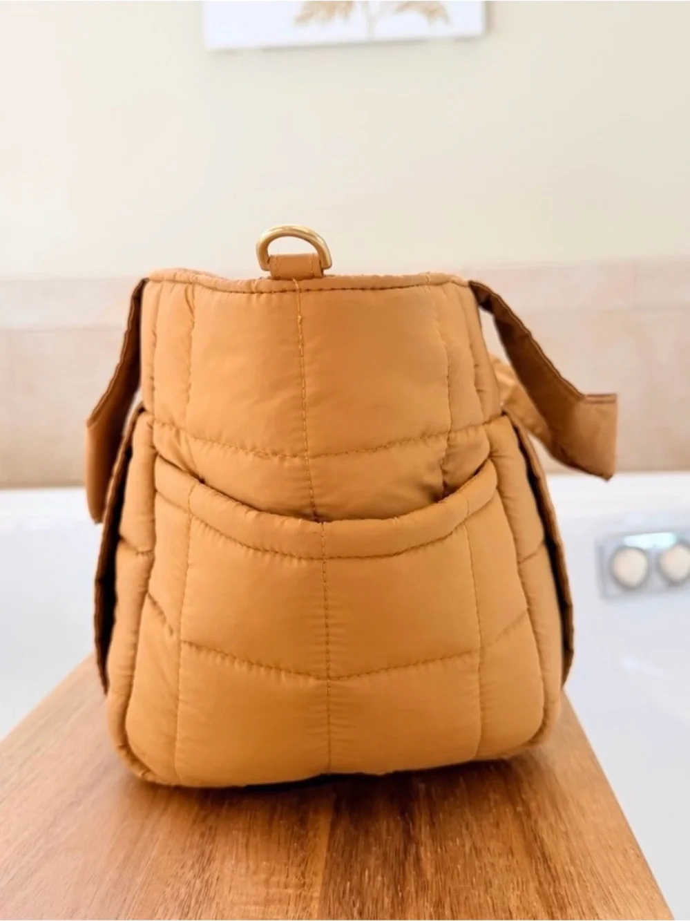 Clare V Le Petit Box Tote Sportif - Mustard Quilted Puffer original $185